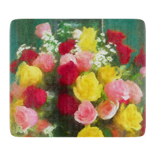 Rose Bouquet Malerei - Niedliche Original Blume Ku Schneidebrett