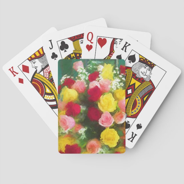 Rose Bouquet Malerei - Niedliche Original Blume Ku Spielkarten (Rückseite)