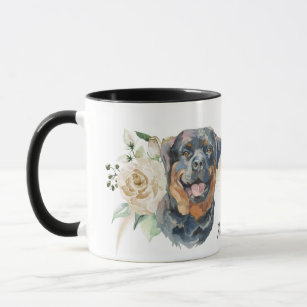 Rose Bouquet Rottweiler Hund Tasse