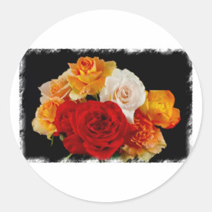 Rose Bouquet Runder Aufkleber