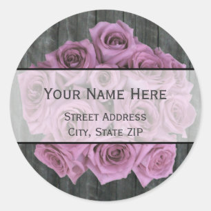 Rose Bouquet und Barnwood Address Label Runder Aufkleber
