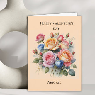 Rose Bouquet Valentine's Tageskarte für sie Feiertagskarte