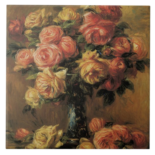 Rose Bouquet Yellow Pink Vintage Fliese (Vorderseite)