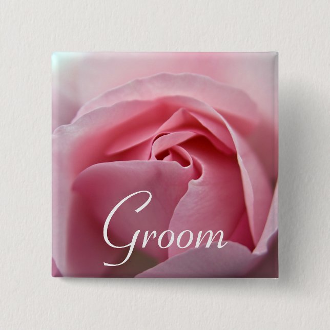 Rose:: Bräutigam-Hochzeits-Knopf Button (Vorderseite)