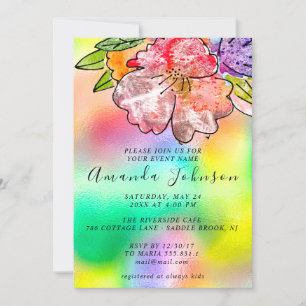 Rose Brautparty Birthday Holograph Einladung