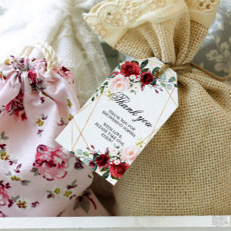 Rose-Brautparty Blush Pink & Burgund Geschenkanhänger