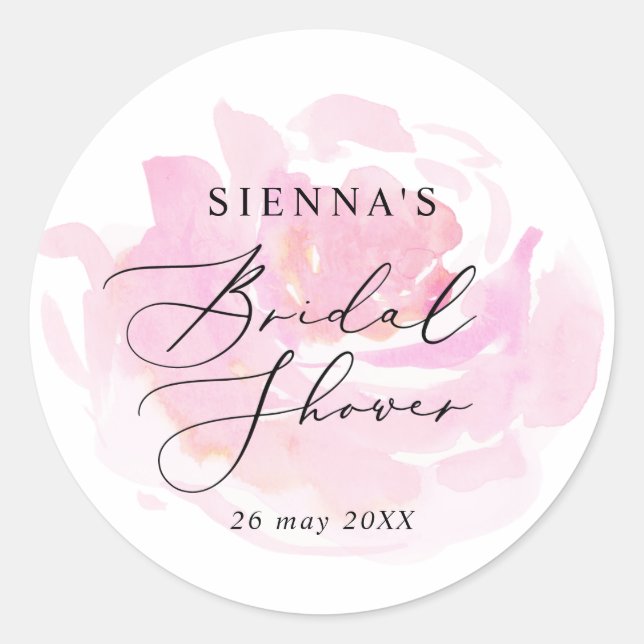 Rose Brautparty Blush Pink Gefallen Runder Aufkleber (Vorderseite)