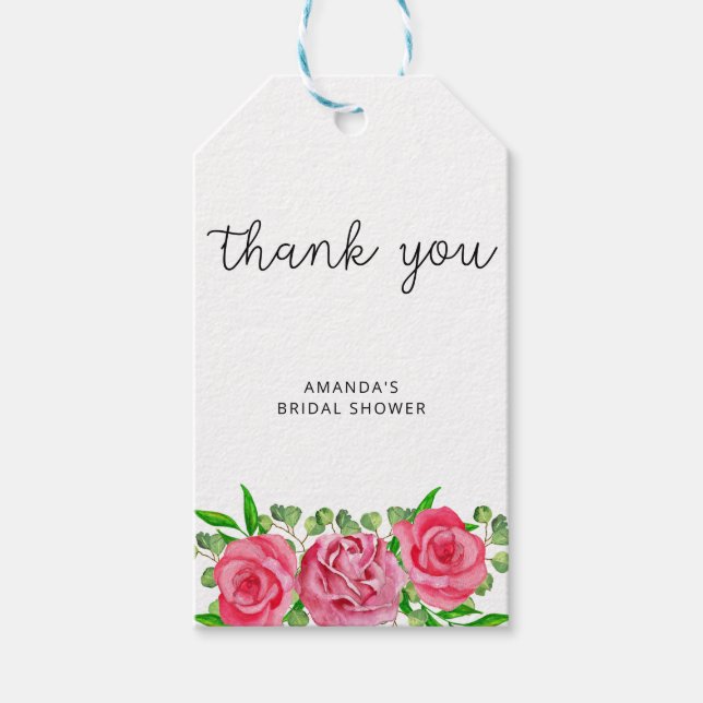 Rose Brautparty danke Tag Geschenkanhänger (Vorderseite)