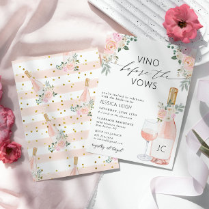 Rose Brautparty-Einladung "Vino Before Vows" Einladung