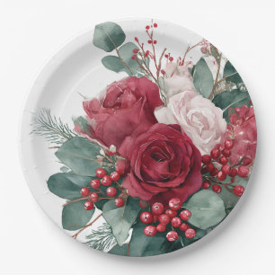 Rose-Brautparty für Wasserfarben Pappteller