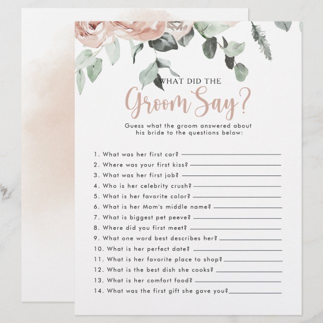 Rose Brautparty Was hat der Groom gesagt? (Vorne/Hinten)