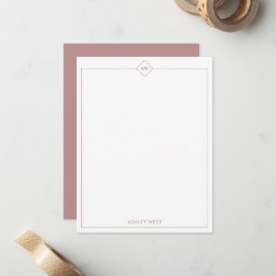 Rose Brown   Minimalistische persönliche Schreibwa Mitteilungskarte