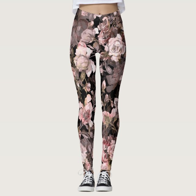 Rose Bud Bouquet Muster Leggings (Vorderseite)