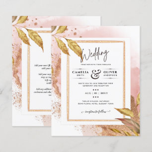 ROSE BUDGET Gold Feuilles de mariage Inviter QR Co