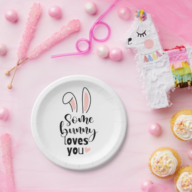 Rose Bunny Ohren Einige sonnige Lieben Ostern Pappteller (Party)