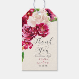 Rose Burgund/Cream Wedding Danke, ID584 Geschenkanhänger