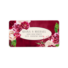 Rose Burgund/Cream Wedding ID584 Adressaufkleber
