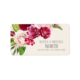 Rose Burgund/Cream Wedding ID584 Adressaufkleber