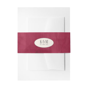 Rose Burgund/Cream Wedding ID584 Einladungsbanderole