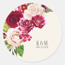 Rose Burgund/Cream Wedding ID584 Runder Aufkleber