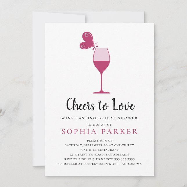 Rose Butterfly Brautparty Einladung (Vorderseite)