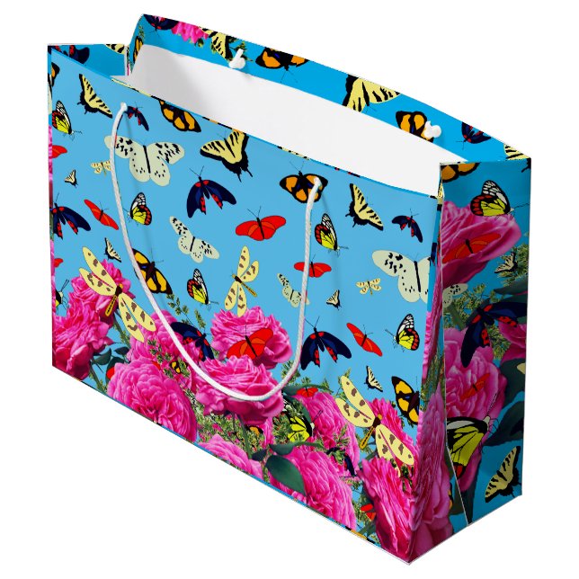 Rose Butterfly Große Geschenktüte (Rückseite Schrägansicht)