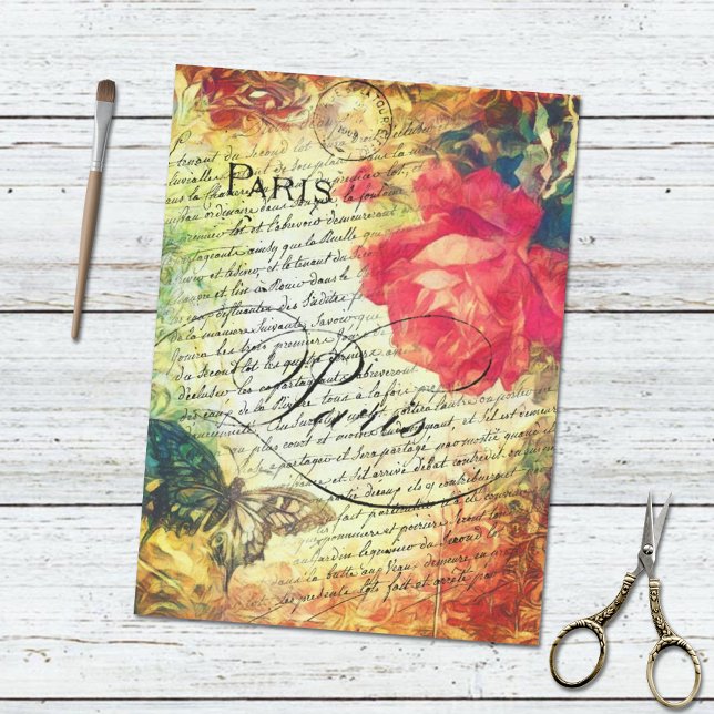 Rose Butterfly Viktorianisch French Letter Paris Seidenpapier (Von Creator hochgeladen)