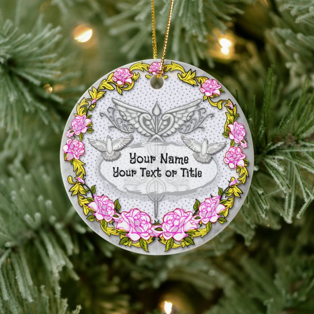 Rose Caduceus Keramik Ornament (Baum)