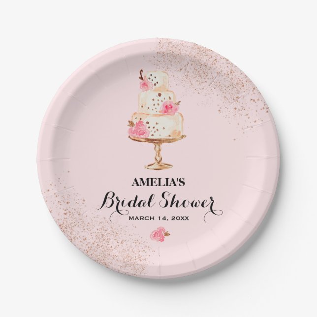 Rose Cake Tee Party Brautparty Paper Teller (Vorderseite)