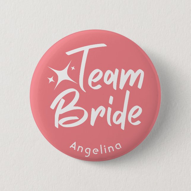 Rose Calligraphy Team Bridge Personalisiert Button (Vorderseite)