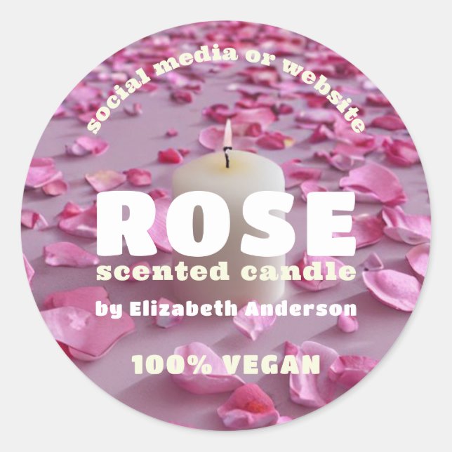Rose Candle Classic Round Aufkleber (Vorderseite)
