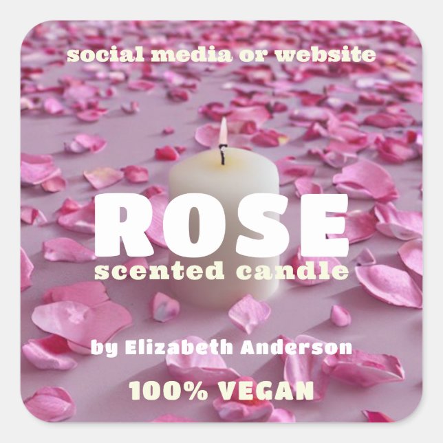 Rose Candle Square Sticker (Vorderseite)