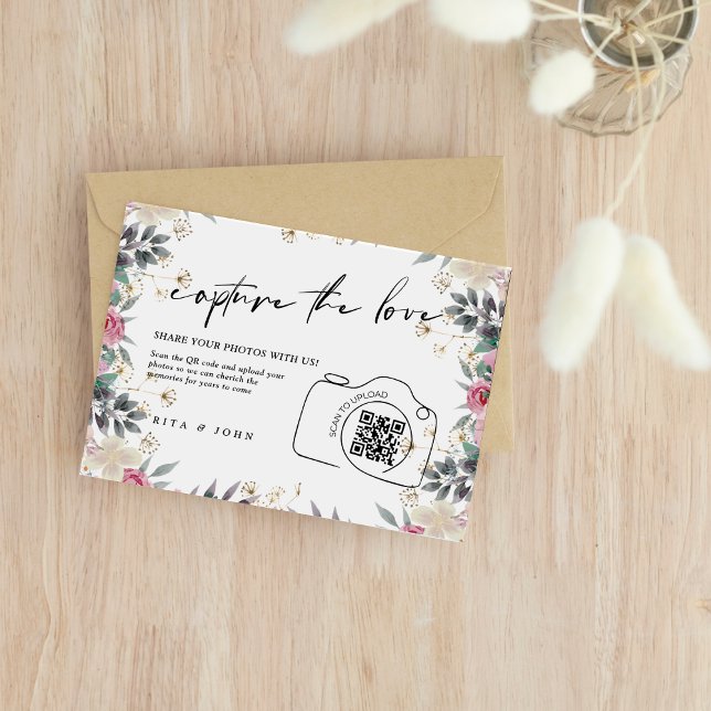 Rose Carnation Script Capture Die Liebe QR-Code Begleitkarte (Von Creator hochgeladen)