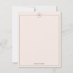Rose Carte de papier à lettres personnel minimal