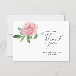 Rose - carte de remerciements de douche nuptiale