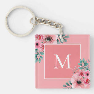 Rose  Cercle de clé du monogramme photo floral