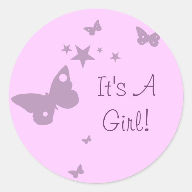 Rose C'est une fille Papillon rose Bébé Stickers F (Devant)
