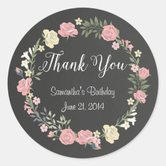 Rose Chalkboard Round Stickers