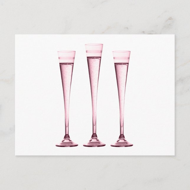 Rose Champagne Flutes Postkarte (Vorderseite)