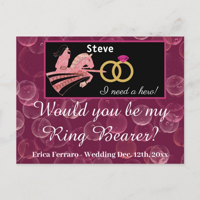 Rose Champagne & mittelalterlicher Ritter für den  Postkarte (Vorderseite)