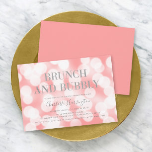 Rosé-Champagner-Bokeh-Brunch und prickelnde Brautp Einladung