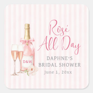Rosé Champagner Brautparty-Aufkleber Quadratischer Aufkleber