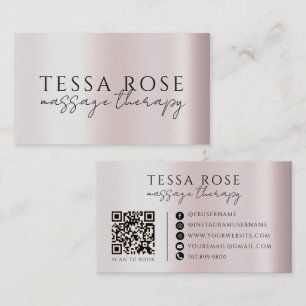Rosé Champagner Gold Massage-Therapeut QR-Code Visitenkarte