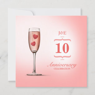 Rosé-Champagner - Hochzeit-Jubiläumseinladung Einladung