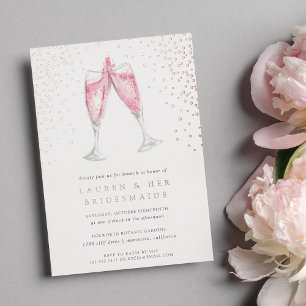 Rosé Champagner Junggesellinnen-Abschiedsbrunch Folieneinladung