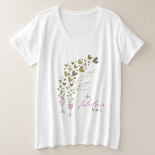 Rosé Champagner Prost & Goldene Herzen Fabelhafte  Große Größe T-Shirt