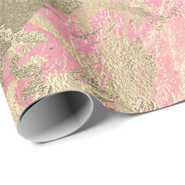 Rose Champaigne Gold Marble Metallic Stroke Geschenkpapier (Rolleneckpunkt)