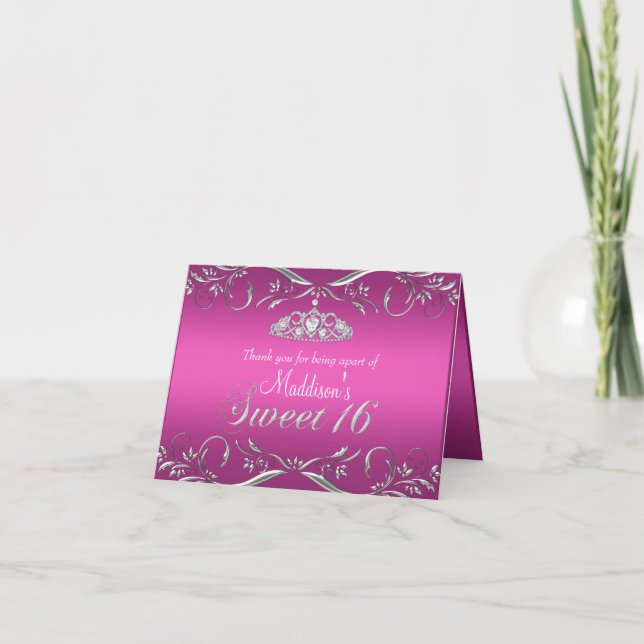 Rose chaud et argent Tiara Sweet 16 Cartes de reme (Devant)