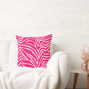Rose Chaud et Blanc Cassé Zèbre Ou Coussin De N'im