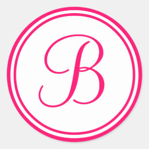Rose chaud, Monogramme B Étiquette Mariage
